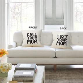 img 2 attached to 🎁 Funny Call Your Mom Reversible Throw Pillow Cover Case – Perfect Gift for Daughter/Son, Graduation Parties, Dorm Room Accessories, 18 x 18 Inch Linen Cushion Cover, Sofa Decor