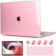 twol hard shell case keyboard cover and screen protector for 2016-2020 macbook pro 13 inch a2338 m1 a2251 a2289 a2159 a1989 a1706 (crystal pink) logo