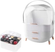 💄 beechamp large makeup storage organizer: elegant cosmetic display case for vanity - white logo