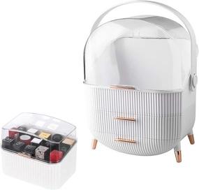 img 4 attached to 💄 BeeChamp Large Makeup Storage Organizer: Elegant Cosmetic Display Case for Vanity - White