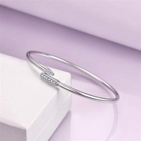 img 1 attached to 📿 LUHE Dainty Open Cuff Bracelets - Sterling Silver Plain Polished Finish Bangle Jewelry for Women Tenns Girls, Adjustable Fit Wrist Size 5.5''-7.6'' in Circumference - Perfect Gift