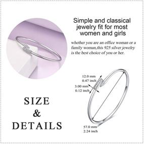 img 2 attached to 📿 LUHE Dainty Open Cuff Bracelets - Sterling Silver Plain Polished Finish Bangle Jewelry for Women Tenns Girls, Adjustable Fit Wrist Size 5.5''-7.6'' in Circumference - Perfect Gift