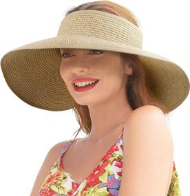 img 4 attached to Summer Women Straw Beach Natural Outdoor Recreation in Outdoor Clothing