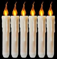 🕯️ houdlee bundle of 6 wax dripped flameless taper candle, amber flickering led battery operated taper candles for christmas, wedding, candelabra, party, sconces, home decor - batteries not included логотип