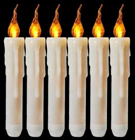 img 4 attached to 🕯️ Houdlee Bundle of 6 Wax Dripped Flameless Taper Candle, Amber Flickering LED Battery Operated Taper Candles for Christmas, Wedding, Candelabra, Party, Sconces, Home Decor - Batteries Not Included