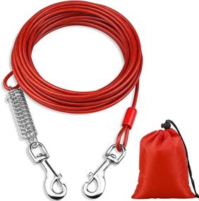 img 4 attached to 🐶 Jamktepat Heavy-Duty Dog Tie Out Cable with Shock Absorbing Spring and Metal Swivel Hooks- Steel Cable for Outdoor Yard, Camping, and Training Leash- Ideal for Medium to Large Dogs