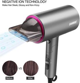 img 1 attached to 💨 BARBOZ Powerful Hair Dryer - Fast Drying Ionic Blow Dryer for Home, Foldable Hair Blower with Hot, Warm, Cold Settings. Includes Concentrator and Diffuser, Low Noise, Lightweight