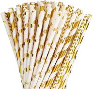 environmentally-friendly paper drinking straws, biodegradable disposable cocktail straws – ideal for birthdays, parties, baby showers, weddings, holidays & decorations – gexolenu (gold, 100pcs per pack) logo