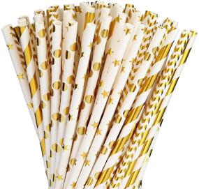 img 4 attached to Environmentally-friendly Paper Drinking Straws, Biodegradable Disposable Cocktail Straws – Ideal for Birthdays, Parties, Baby Showers, Weddings, Holidays & Decorations – Gexolenu (Gold, 100pcs per Pack)
