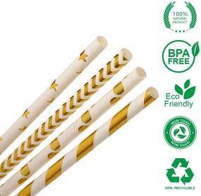 img 1 attached to Environmentally-friendly Paper Drinking Straws, Biodegradable Disposable Cocktail Straws – Ideal for Birthdays, Parties, Baby Showers, Weddings, Holidays & Decorations – Gexolenu (Gold, 100pcs per Pack)