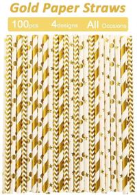img 3 attached to Environmentally-friendly Paper Drinking Straws, Biodegradable Disposable Cocktail Straws – Ideal for Birthdays, Parties, Baby Showers, Weddings, Holidays & Decorations – Gexolenu (Gold, 100pcs per Pack)