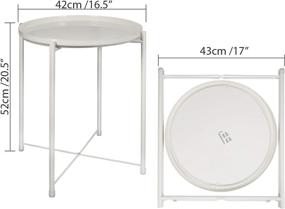 img 3 attached to Versatile White Metal End Table: Waterproof, Foldable, Indoor/Outdoor Snack Table with Removable Tray - Ideal for Living Room, Bedroom, Balcony, Office