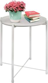 img 4 attached to Versatile White Metal End Table: Waterproof, Foldable, Indoor/Outdoor Snack Table with Removable Tray - Ideal for Living Room, Bedroom, Balcony, Office
