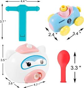 img 3 attached to 🎈 Lulu Home STEM Balloon Pump Car Toy Set - Educational Scientific Experiment, Balloon Car Racers with Manual Pump, Includes 10 Balloons (PIG)