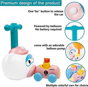 img 2 attached to 🎈 Lulu Home STEM Balloon Pump Car Toy Set - Educational Scientific Experiment, Balloon Car Racers with Manual Pump, Includes 10 Balloons (PIG)