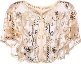 img 4 attached to 💃 Sequin Bridal Shawl Wrap for Women, 1920s Style - Beaded Evening Cape Cover Up