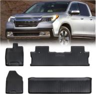 🔥 premium black tpe protector mat liners for 2017-2020 honda ridgeline crew cab - complete 3 row liner set for front, 2nd seats, and underseat cargo area - guaranteed fitment logo