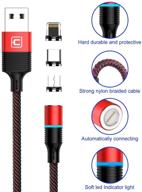 cafele magnetic charging cable, 3-pack with 9 adapters, 6.6ft qc3.0 fast charging nylon braided cord, support data transfer, universal magnet phone charger compatible with micro-usb, type-c, and i0s devices - red logo