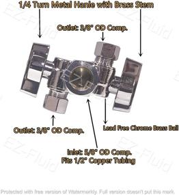 img 3 attached to 💧 High-Quality 5/8" EZ-Fluid Chrome Brass Angle Stop Valve for Faucet, Toilet, Dishwasher, Filter - Lead-Free, 1/4 Turn Double Handle, Water Shut-Off Ball Valve (1)