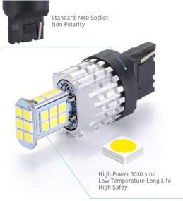 img 3 attached to 💡 Upgraded 2019, LUYED 2 X 1550 Lumens Super Bright 7440 T20 3030 24-EX Chipsets LED Bulbs for Backup Reverse Lights, Xenon White