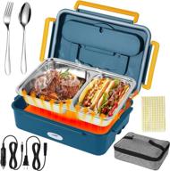 🍱 upgrade electric lunch box for car and home | 3 in 1 dual power supply 12v 24v 110v | portable food warmer with 1.5l large capacity | removable stainless steel heating lunch box for truck | green logo