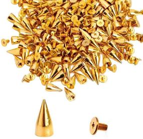 img 4 attached to 👢 Enhance Your Leather Crafts with RUBYCA's 100 Sets of 14MM Gold Color Bullet Cone Spike and Stud Metal Screw Back