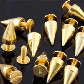 img 3 attached to 👢 Enhance Your Leather Crafts with RUBYCA's 100 Sets of 14MM Gold Color Bullet Cone Spike and Stud Metal Screw Back