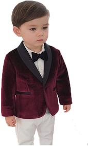 img 3 attached to Toddler Velvet Jacket Tuxedo Wedding Boys' Clothing