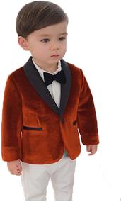 img 4 attached to Toddler Velvet Jacket Tuxedo Wedding Boys' Clothing