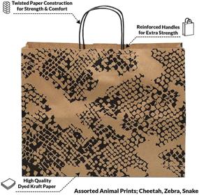 img 1 attached to 🐆 100 Pcs Animal Print Brown Paper Bags with Handles - Cheetah, Zebra, Leopard | 16x6x12 inches | Shopping, Trendy, Bulk, Gift, Kraft, Party, Favor, Take-Out, Merchandise, Retail, PCW | Vogue Large