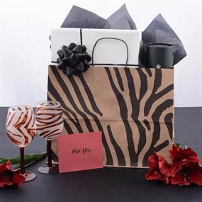 img 2 attached to 🐆 100 Pcs Animal Print Brown Paper Bags with Handles - Cheetah, Zebra, Leopard | 16x6x12 inches | Shopping, Trendy, Bulk, Gift, Kraft, Party, Favor, Take-Out, Merchandise, Retail, PCW | Vogue Large