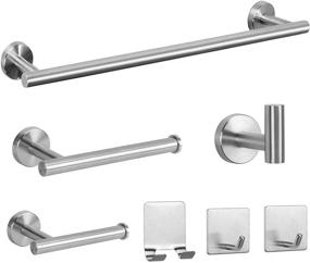 img 4 attached to 🛁 Premium Stainless Steel Bathroom Hardware Set - NearMoon 7 Piece Towel Rack Set with Towel Rod, Hand Towel Bar, Toilet Paper Holder, and Robe Towel Hooks - Nickel Finish