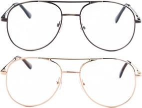img 2 attached to Aviator Reading Glasses Gunmetal Microfiber