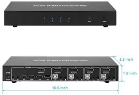 img 3 attached to 🔌 XtremPro 4x1 DP Display Port 1.2 & USB 2.0 KVM Switch Metal Housing with USB Keyboard, Mouse, Audio & Microphone Port - Black (61020) Premium Quality!