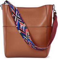 👜 bromen women's designer vegan leather hobo handbag: chic shoulder bucket cross-body purse logo