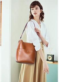 img 3 attached to 👜 BROMEN Women's Designer Vegan Leather Hobo Handbag: Chic Shoulder Bucket Cross-body Purse