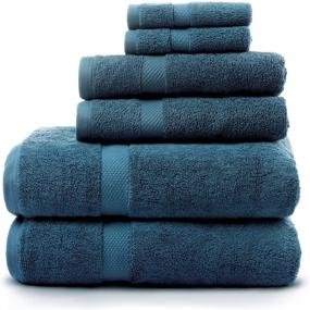 img 4 attached to 🛀 Villa Celestia Blue Towels: Luxurious 6-Pack Cotton Bath Towel Set for Bathroom, Home & Hotel