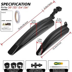 img 3 attached to TAGVO Bike Fender Set - Universal Full Cover Thicken Widen Bicycle Mudguard Set for Mountain Bikes 🚲 - Front and Rear Mud Guard - Portable, Adjustable and Durable Bike Fender Mudflap for MTB & Road Bikes