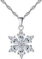 stunning snowflake pendant necklace with white cubic zirconia: chic silver jewelry for women and girls logo