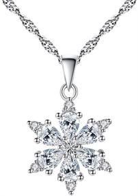 img 4 attached to Stunning Snowflake Pendant Necklace with White Cubic Zirconia: Chic Silver Jewelry for Women and Girls