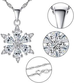 img 2 attached to Stunning Snowflake Pendant Necklace with White Cubic Zirconia: Chic Silver Jewelry for Women and Girls