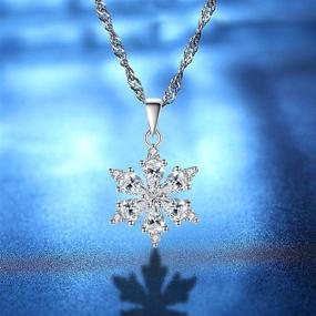 img 1 attached to Stunning Snowflake Pendant Necklace with White Cubic Zirconia: Chic Silver Jewelry for Women and Girls