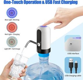 img 2 attached to 🚰 Convenient and Portable CreJongy Water Bottle Pump for Camping: USB Charging, Automatic 5 Gallon Water Dispenser