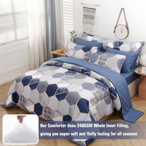 img 2 attached to 🔵 PERFEMET 8Pcs Blue Geometric Comforter Set - Queen Size Marble Print Bedding with Soft Microfiber Reversible Comfort