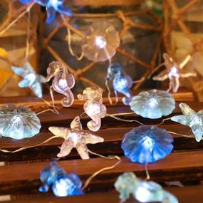 img 4 attached to Nautical-Themed String Lights: 10ft 30 LED Sand Dollars Seahorse Starfish Beach Fairy Lights – USB/Battery Powered with Remote Control – Perfect for Christmas, Weddings, Parties, Home Decor, Gardens, Bedrooms, & Walls