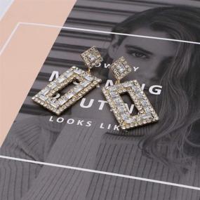 img 2 attached to 💎 Glamorous Aidyfeso Statement Drop Earrings: Stunning Crystal Stone Rhinestones, Perfect for Women, Girls, Weddings, Parties & Holidays!