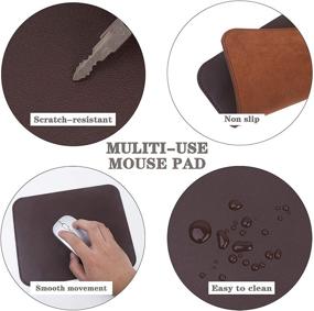 img 3 attached to Premium Waterproof Leather Mouse Pad for Office/Home/Decor - Oterri Square MousePad (Coffee, 1 Pack)