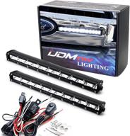 ijdmtoy front grille led light bar kit for 2018-up ford f150 xl xlt, with (2) 36w slim high power cree led lightbars, mounting brackets, on/off switch wiring kit logo