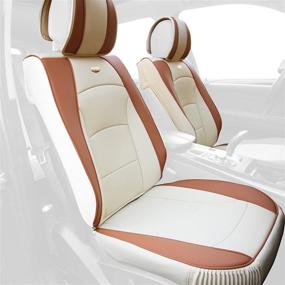 img 4 attached to 🪑 FH Group Ultra Comfort Leatherette Front Seat Cushions, Beige/Tan – Airbag Compatible (PU205BEIGETAN102)