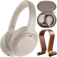 🎧 sony wh1000xm4/s premium wireless over-the-ear headphones bundle with noise cancelling, deco gear wood headphone display stand, and protective travel carry case logo